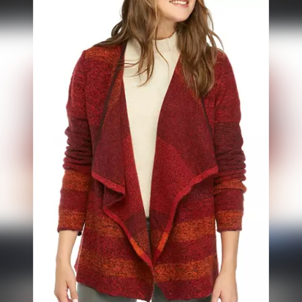 New Directions Cardigan Open Front MultiColor Sweater